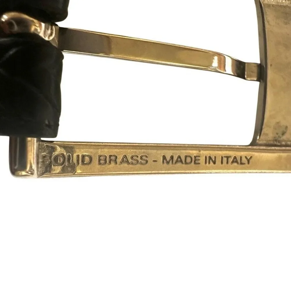 Torino  black leather calfskin brass buckle belt